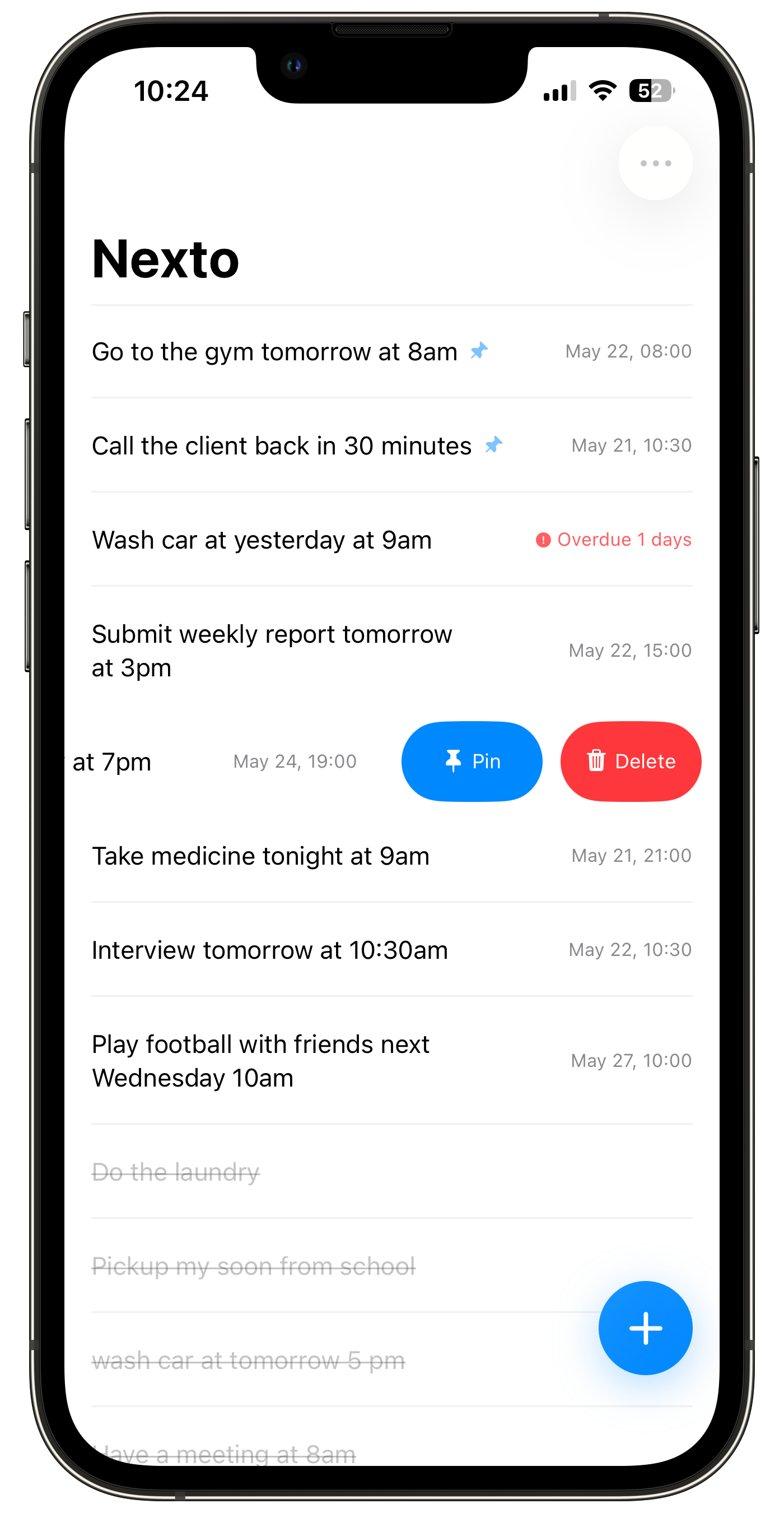 Pin and reorder tasks
